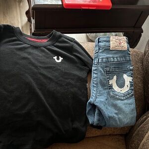 True Religion Men's Black and Blue Jeans